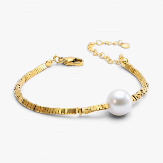 Elegant Pearl & Hematite Bracelet