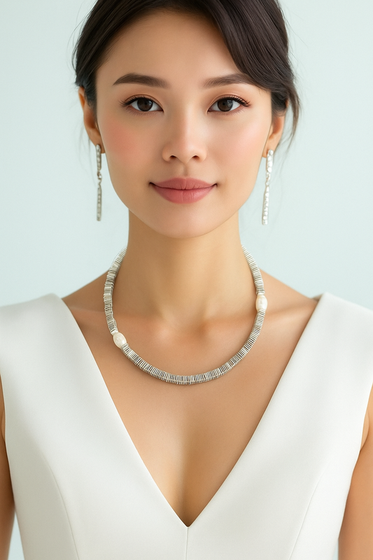 Shadowlight Hematite & Pearl Necklace