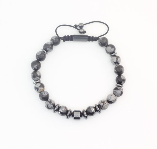 Obsidian and Hematite Bracelet