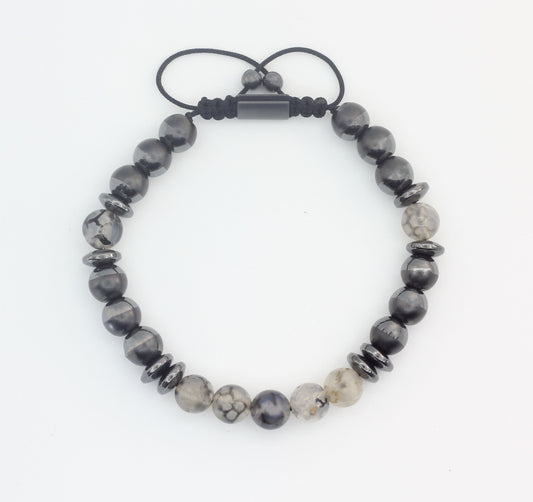 Smoky Agate and Hematite Bracelet
