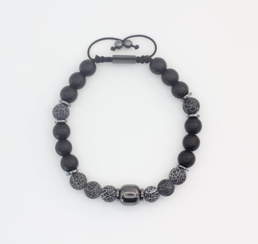 Dragon Agate, Onyx and Hematite Bracelet
