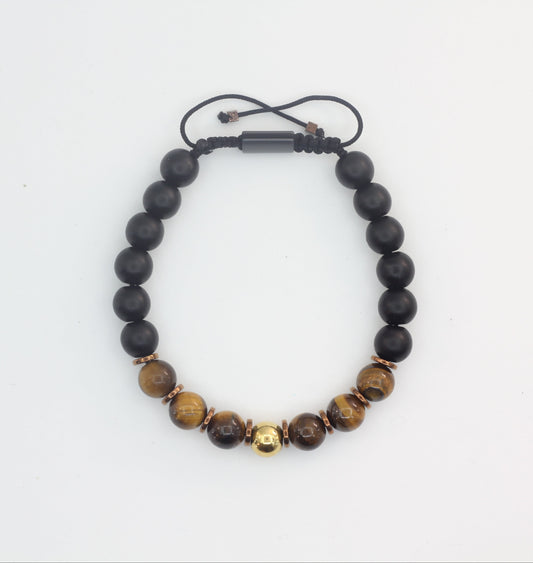 Tiger Eye, Onyx and Hematite Bracelet