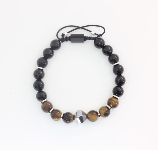Tiger Eye, Onyx and Hematite Bracelet
