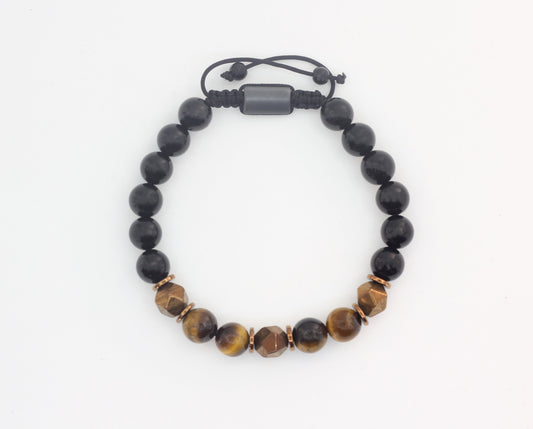 Tiger's Eye, Onyx and Hematite Bracelet