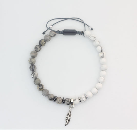 Gray Jasper and Howlite Bracelet