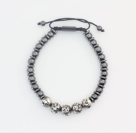 Electro Lava Stone and Hematite Bracelet