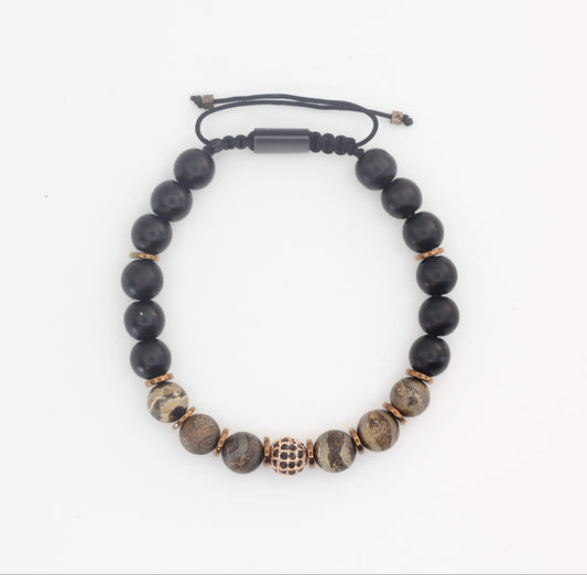 Tibetan Agate, Onyx and Hematite Bracelet