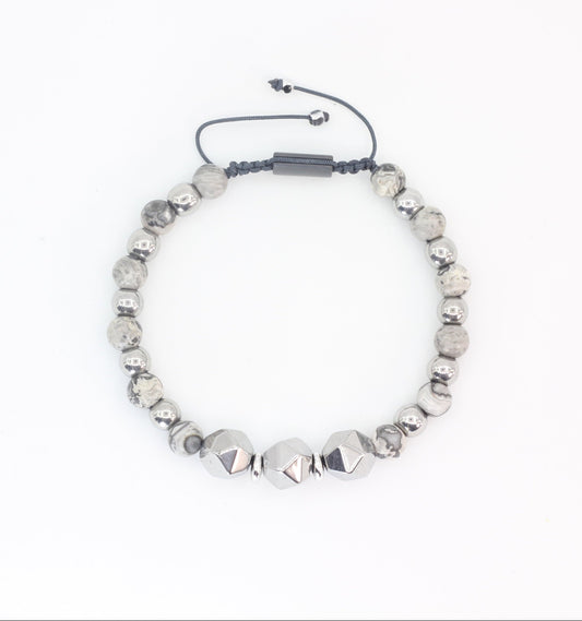 Gray Jasper and Hematite Bracelet