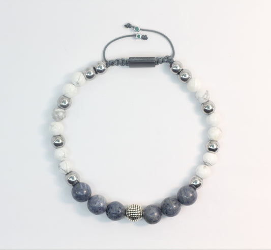 Blue Coral, Howlite, and Hematite Bracelet