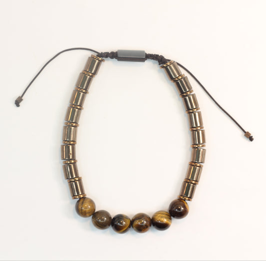 Tiger Eye and Hematite Bracelet