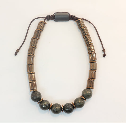 Pyrite and Hematite Bracelet