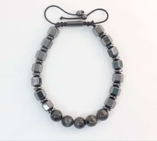 Spectrolite and Hematite Bracelet