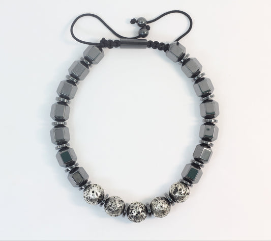 Electro Lava Stone and Hematite Bracelet