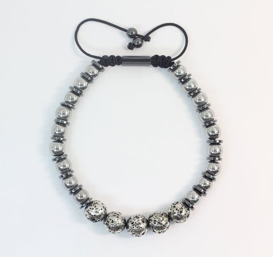 Electro Lava Stone and Hematite Bracelet