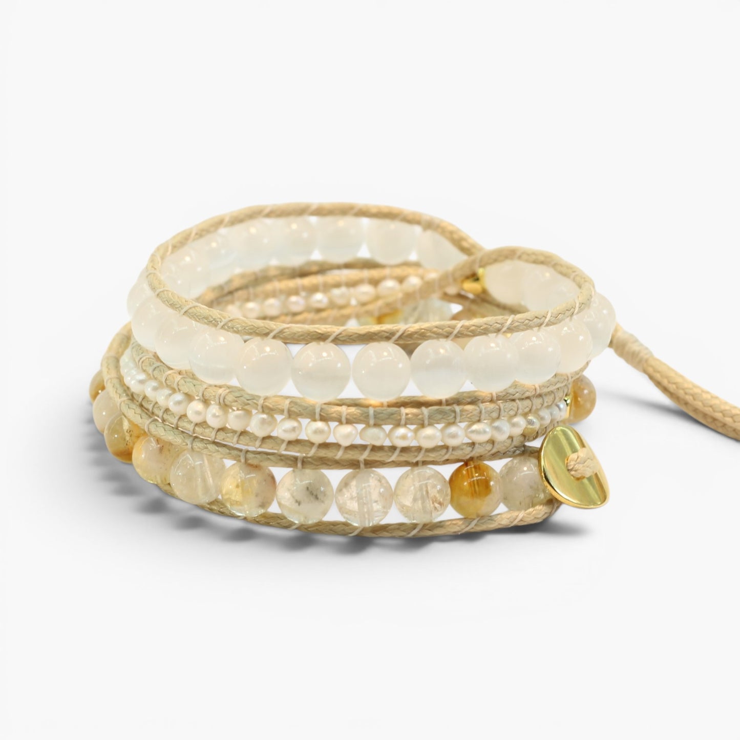 Spirit Selenite, Pearl &amp; Citrine Bracelet