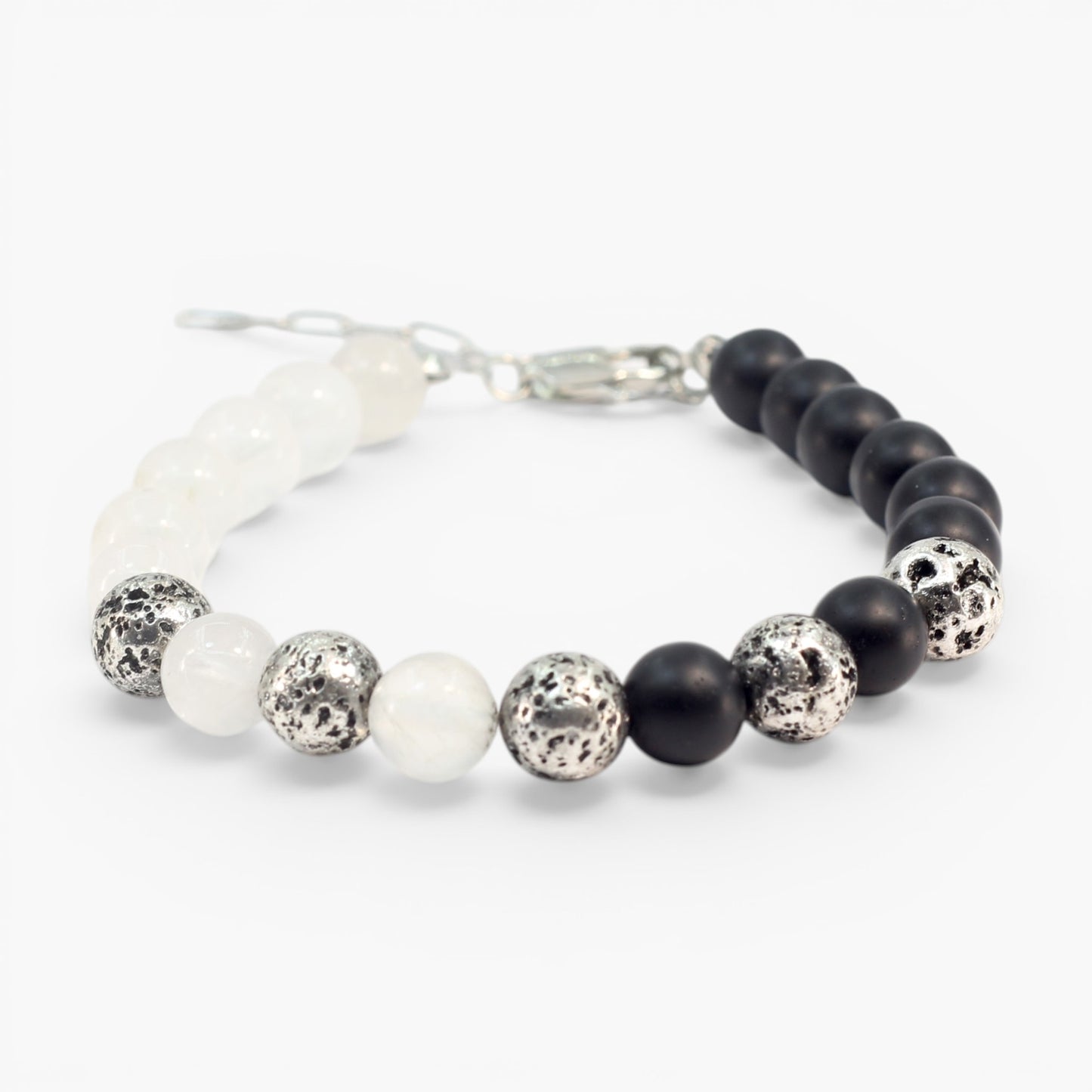 Electro Lava Stone, Onyx and Moonstone Bracelet