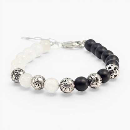 Electro Lava Stone, Onyx and Moonstone Bracelet