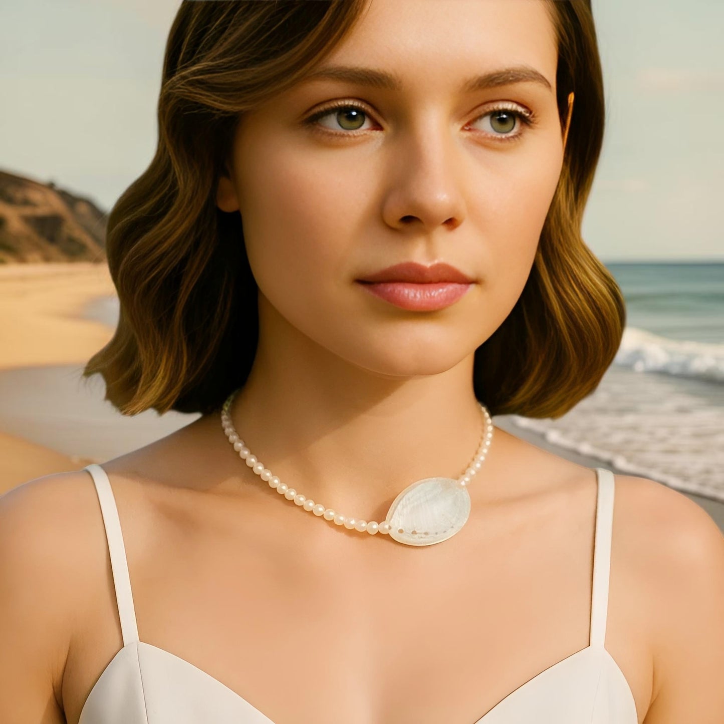 Elegance of Nature Mussel Shell & Pearl Necklace