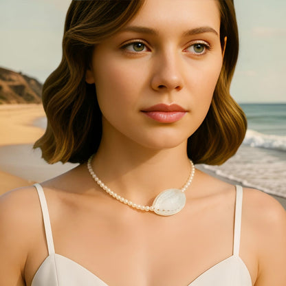 Elegance of Nature Mussel Shell & Pearl Necklace