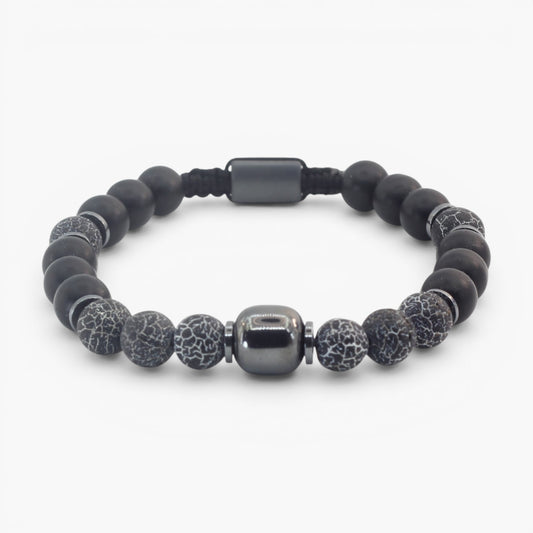 Dragon Agate, Onyx and Hematite Bracelet