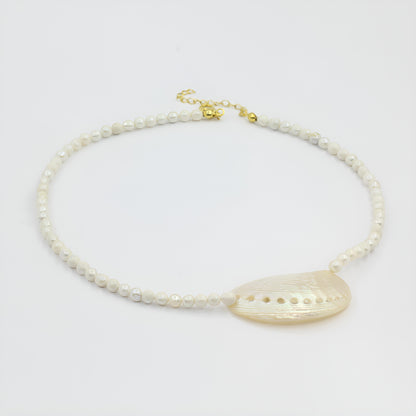 Elegance of Nature Mussel Shell & Pearl Necklace