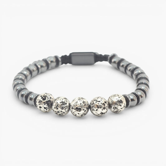 Electro Lava Stone and Hematite Bracelet