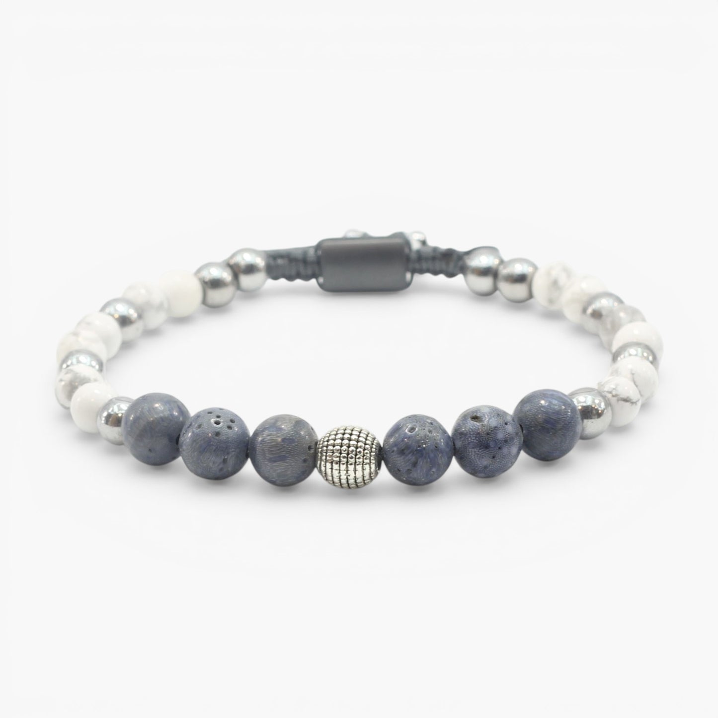 Blue Coral, Howlite, and Hematite Bracelet
