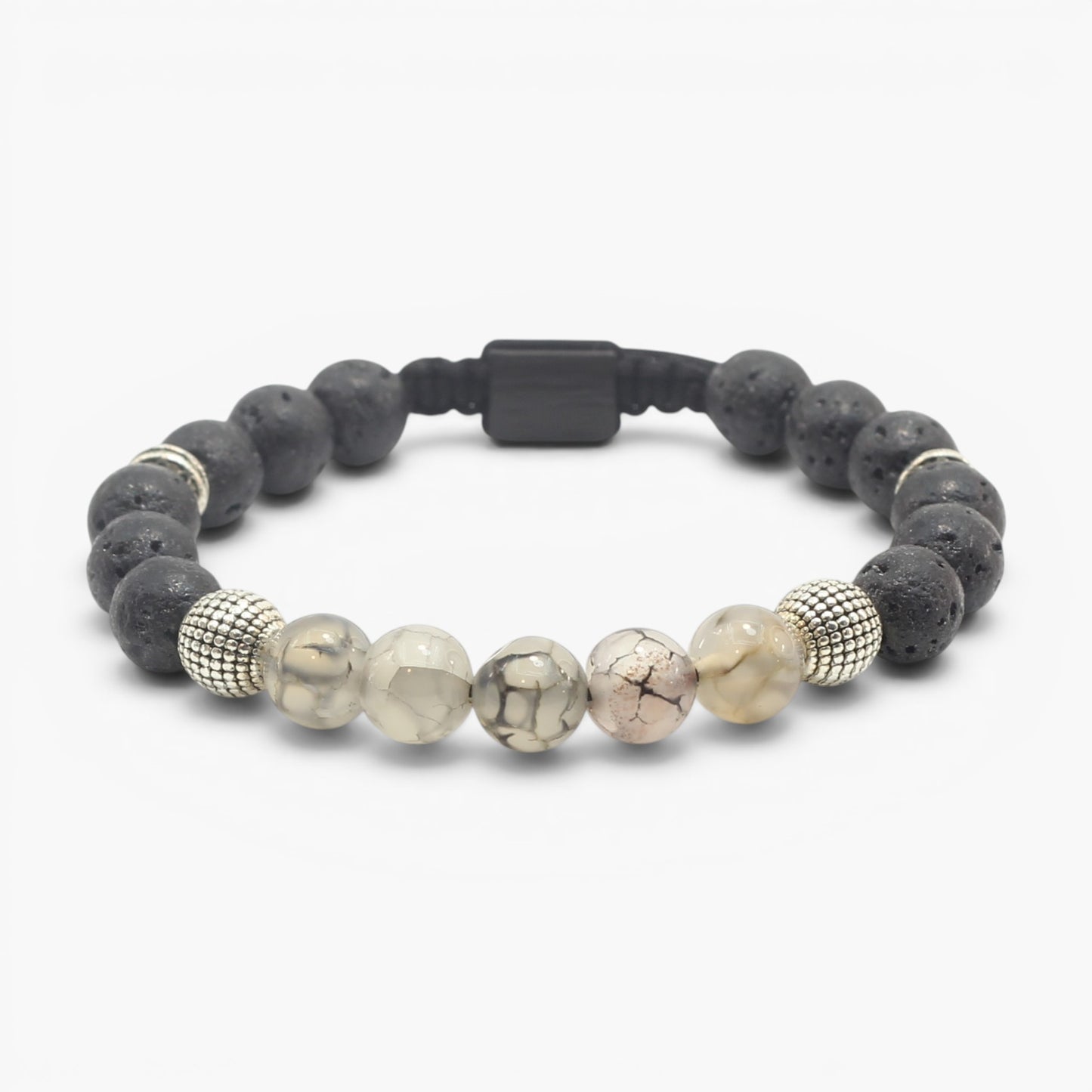 Smoky Agate, Lava Stone, and Hematite Bracelet