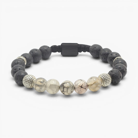 Smoky Agate, Lava Stone, and Hematite Bracelet