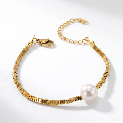 Elegant Pearl & Hematite Bracelet