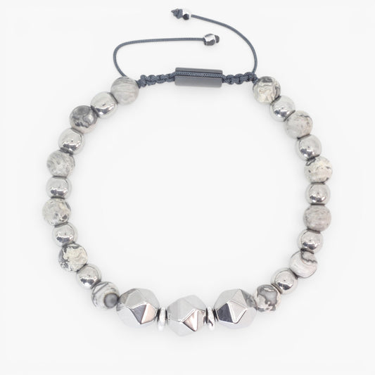 Gray Jasper and Hematite Bracelet