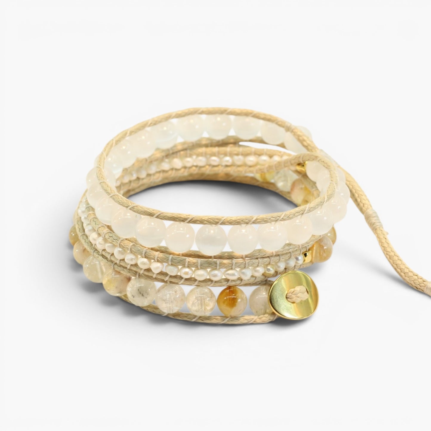 Spirit Selenite, Pearl &amp; Citrine Bracelet