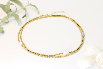 Gemina Pearl İnci & Hematit Kolye
