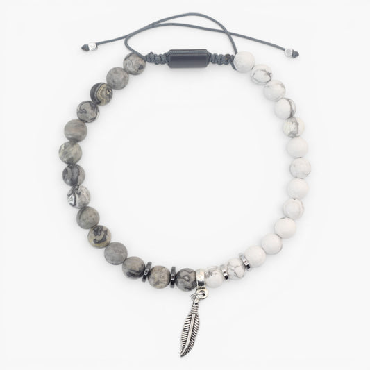 Gray Jasper and Howlite Bracelet