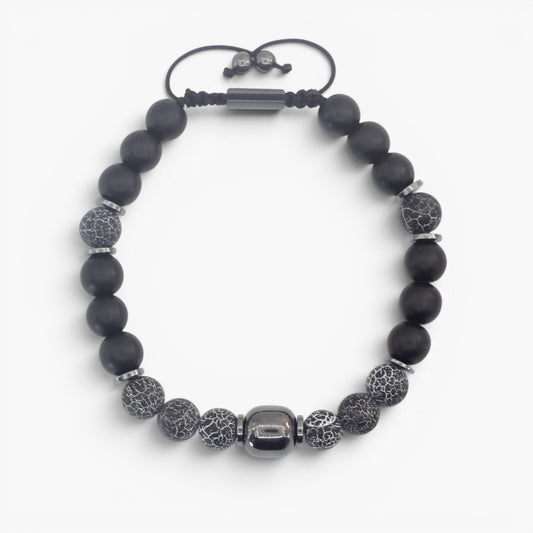 Dragon Agate, Onyx and Hematite Bracelet