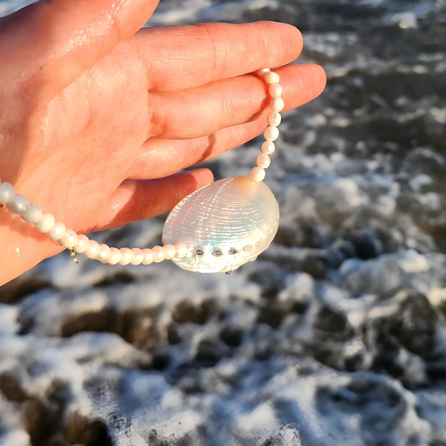 Elegance of Nature Mussel Shell & Pearl Necklace
