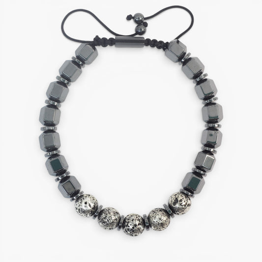 Electro Lava Stone and Hematite Bracelet