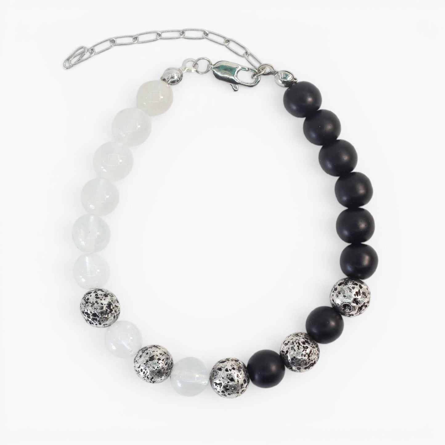 Electro Lava Stone, Onyx and Moonstone Bracelet