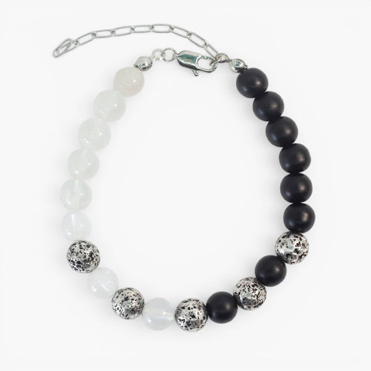 Electro Lava Stone, Onyx and Moonstone Bracelet