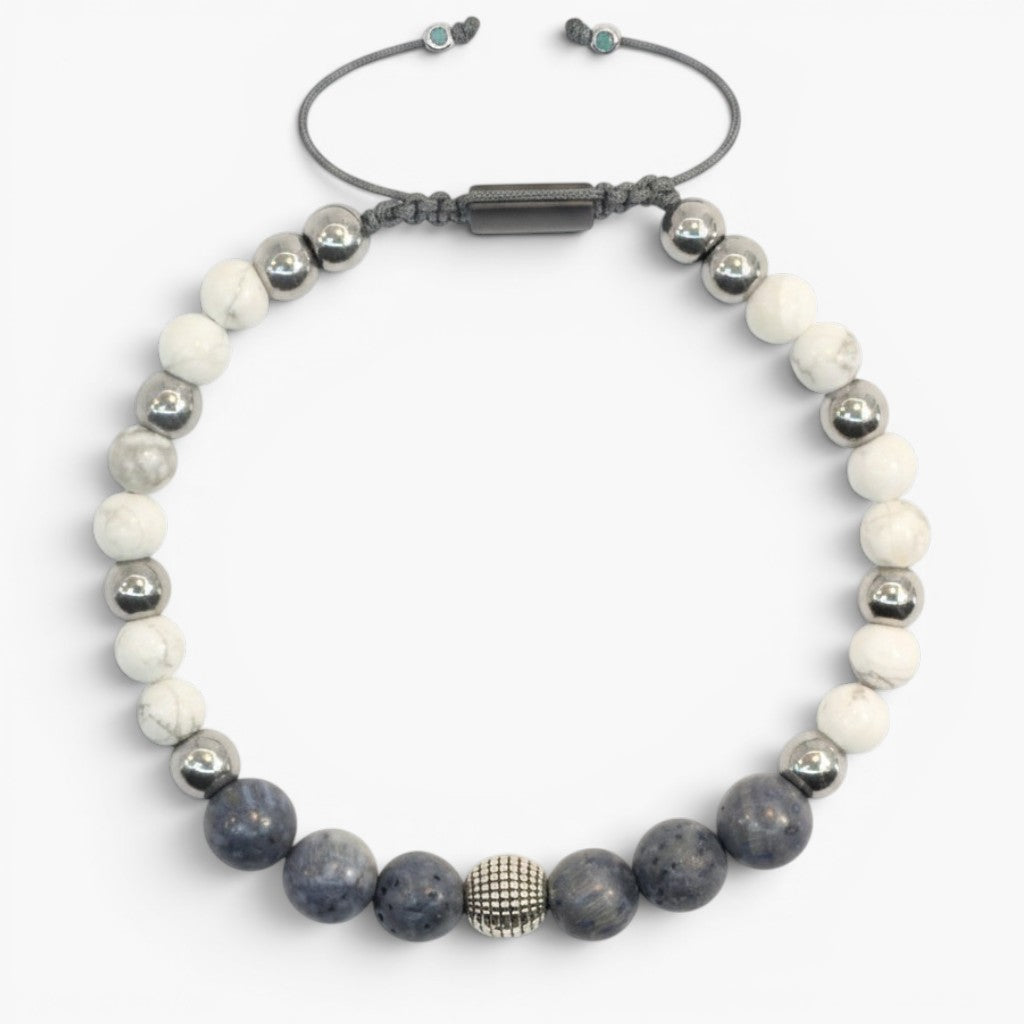 Blue Coral, Howlite, and Hematite Bracelet