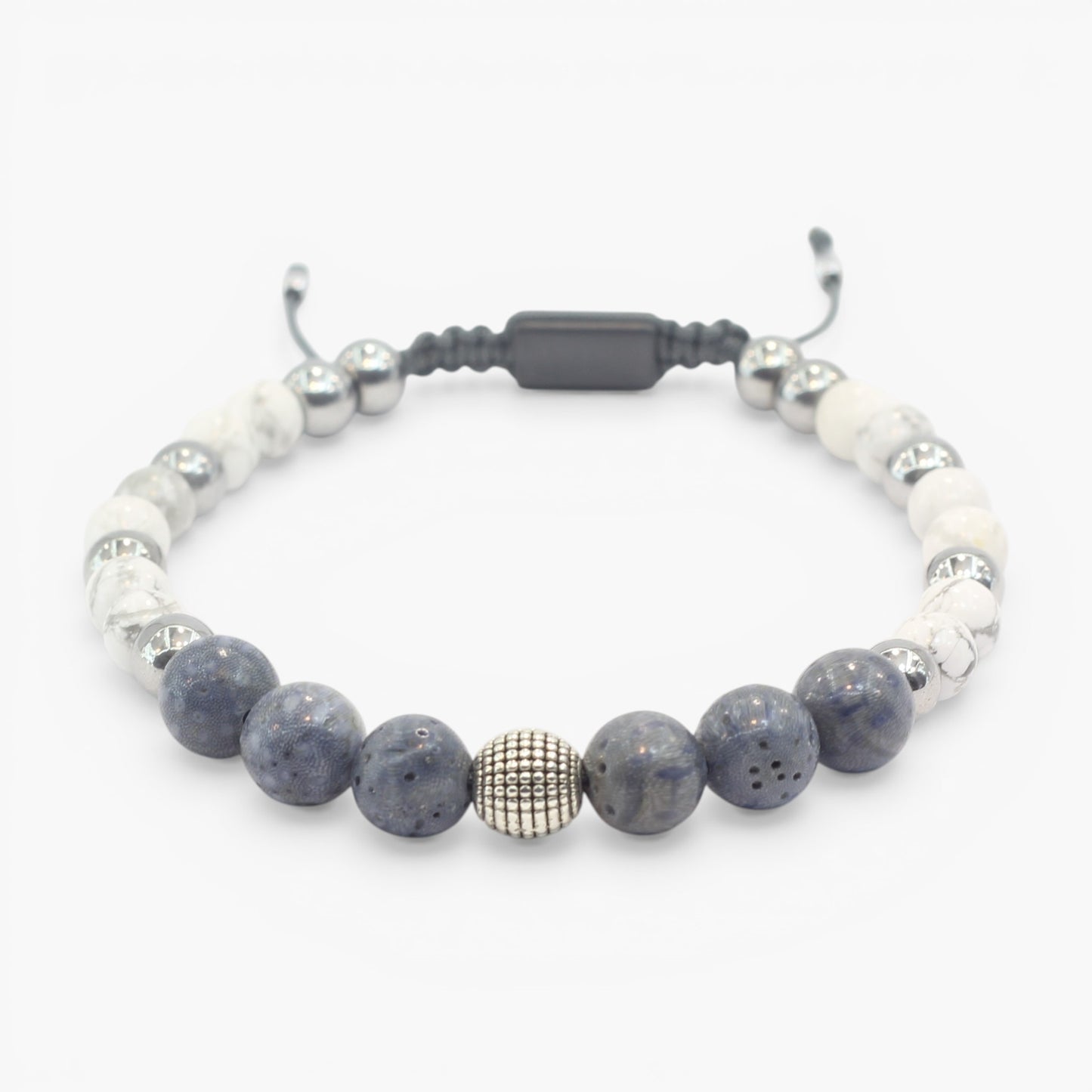 Blue Coral, Howlite, and Hematite Bracelet