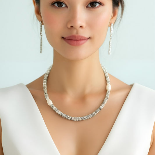Shadowlight Hematite & Pearl Necklace