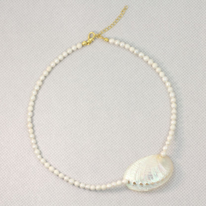 Elegance of Nature Mussel Shell & Pearl Necklace
