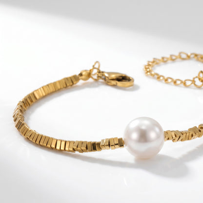 Elegant Pearl & Hematite Bracelet
