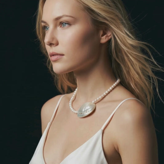 Elegance of Nature Mussel Shell & Pearl Necklace