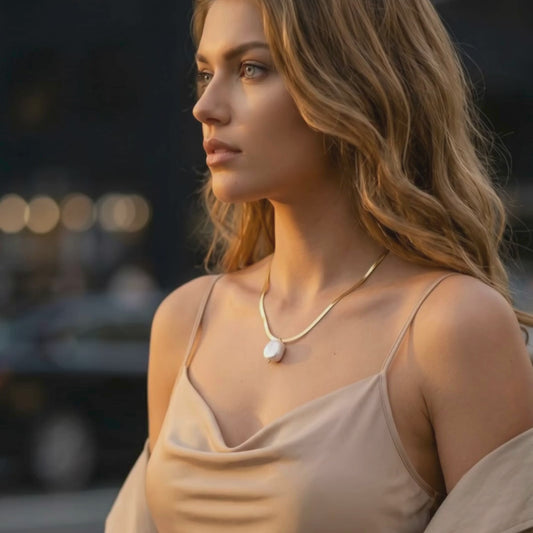 Golden Wave Pearl Necklace