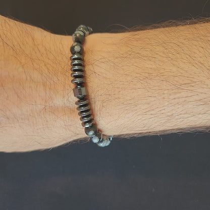 Kar Obsidyen ve Hematit Bileklik