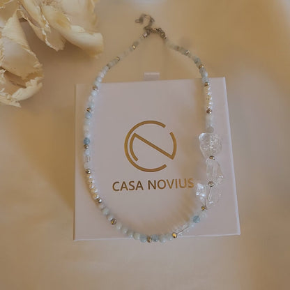 Ocean Akuamarin, İnci ve Kristal Kuvars Kolye