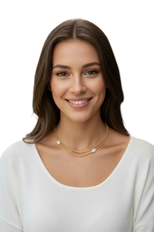 Gemina Pearl & Hematite Necklace